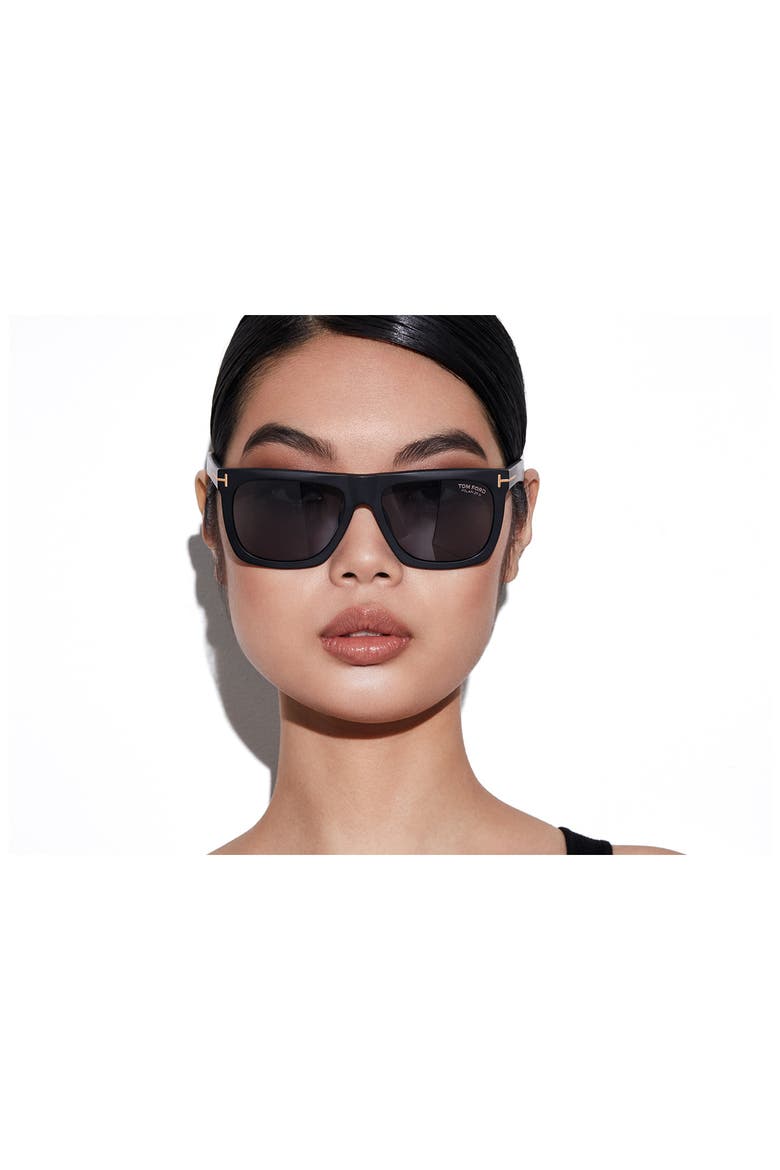 Morgan 57mm Polarized Sunglasses, Alternate, color, MATTE BLACK/ SMOKE