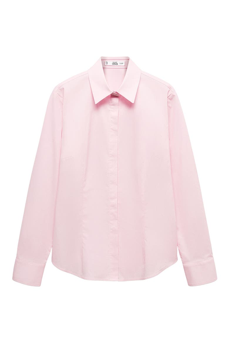 Fitted Stretch Cotton Button-Up Shirt, Main, color, PINK