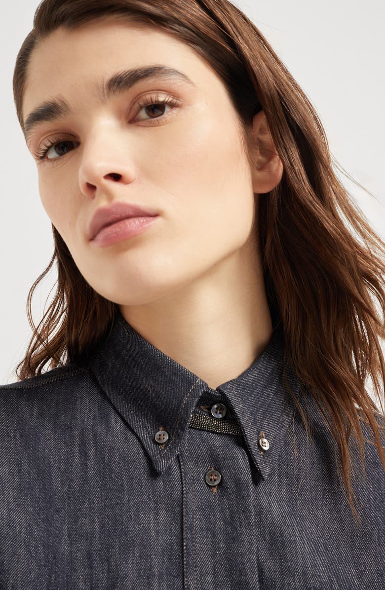 Brunello Cucinelli Twill chemisier dress with monili, Alternate, color,