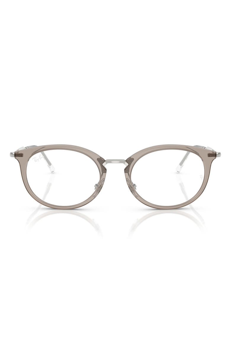 Ray-Ban 53mm Oval Optical Glasses, Main, color, Transparent Grey