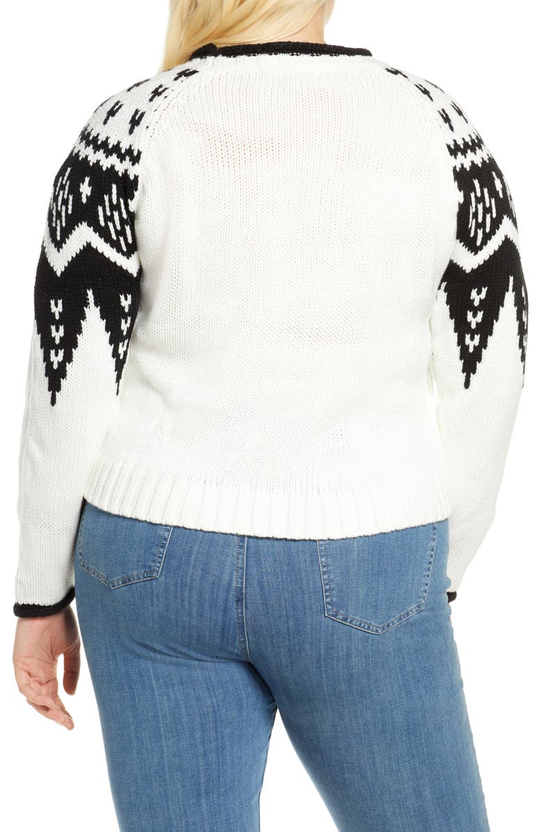 ELOQUII Fair Isle Crewneck Crop Sweater, Alternate, color, 