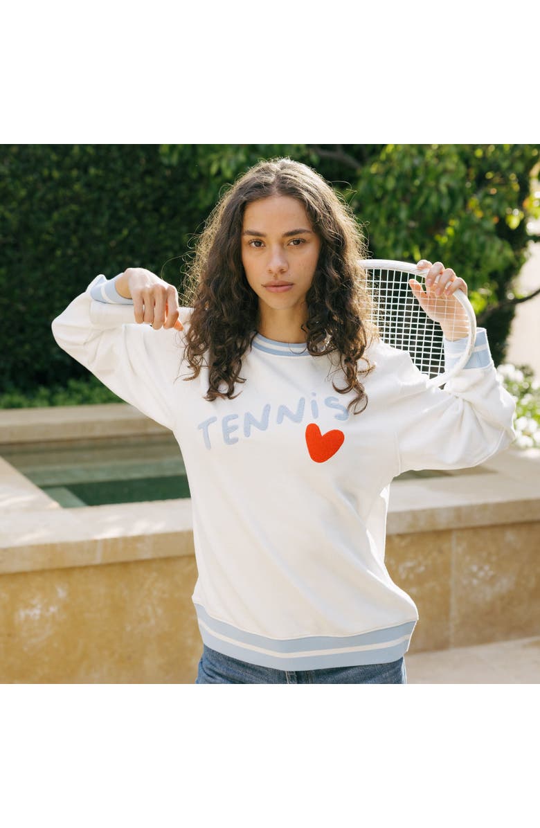 Ellsworth + Ivey Elle Women's Sweatshirt Tennis Heart, Alternate, color,