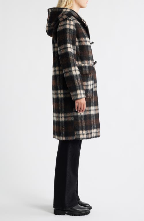 Bernardo Plaid Toggle Coat In Black
