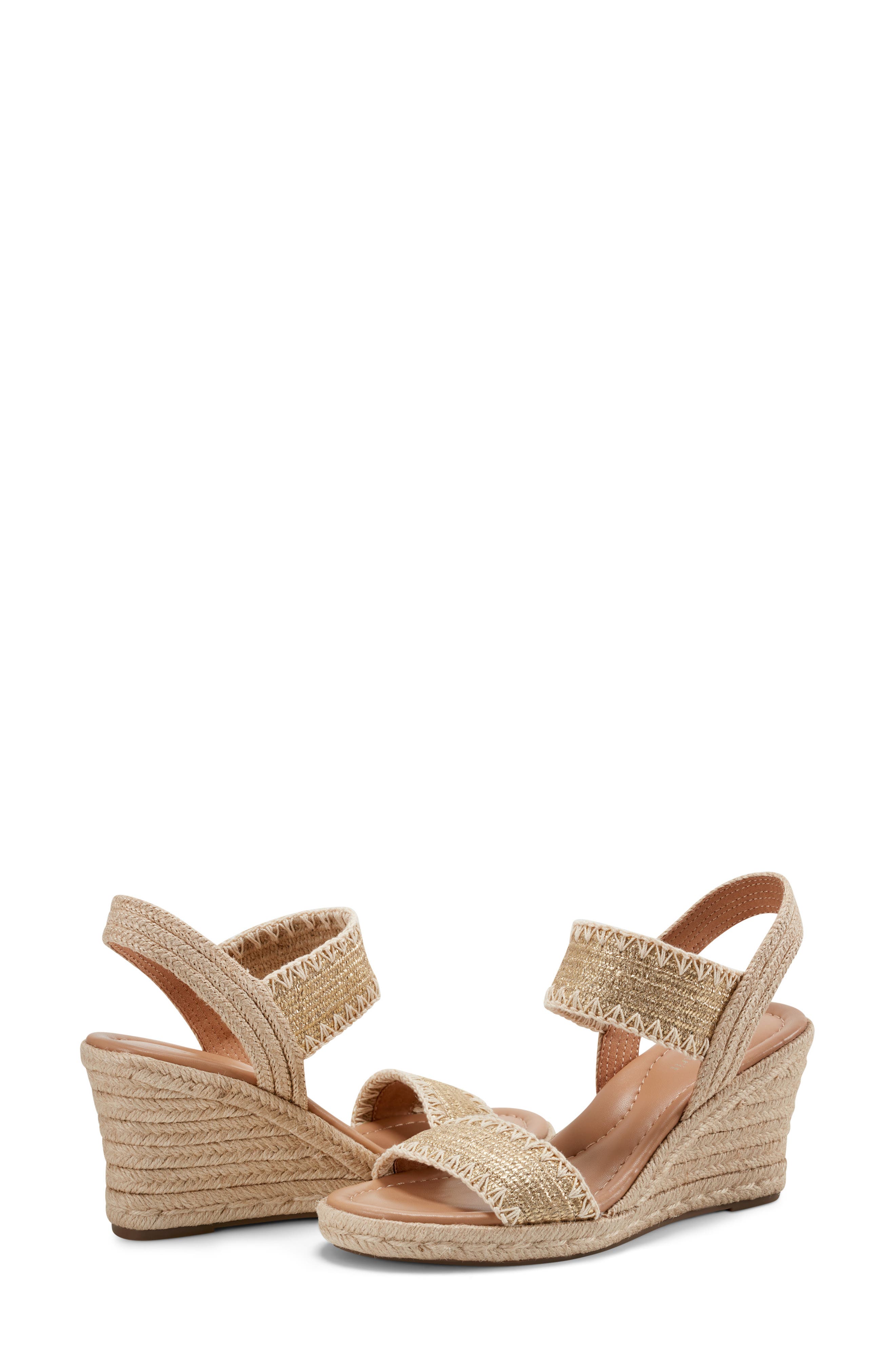 Easy Spirit Ariella Espadrille Wedge Sandal, Alternate, color, Metallic Gold