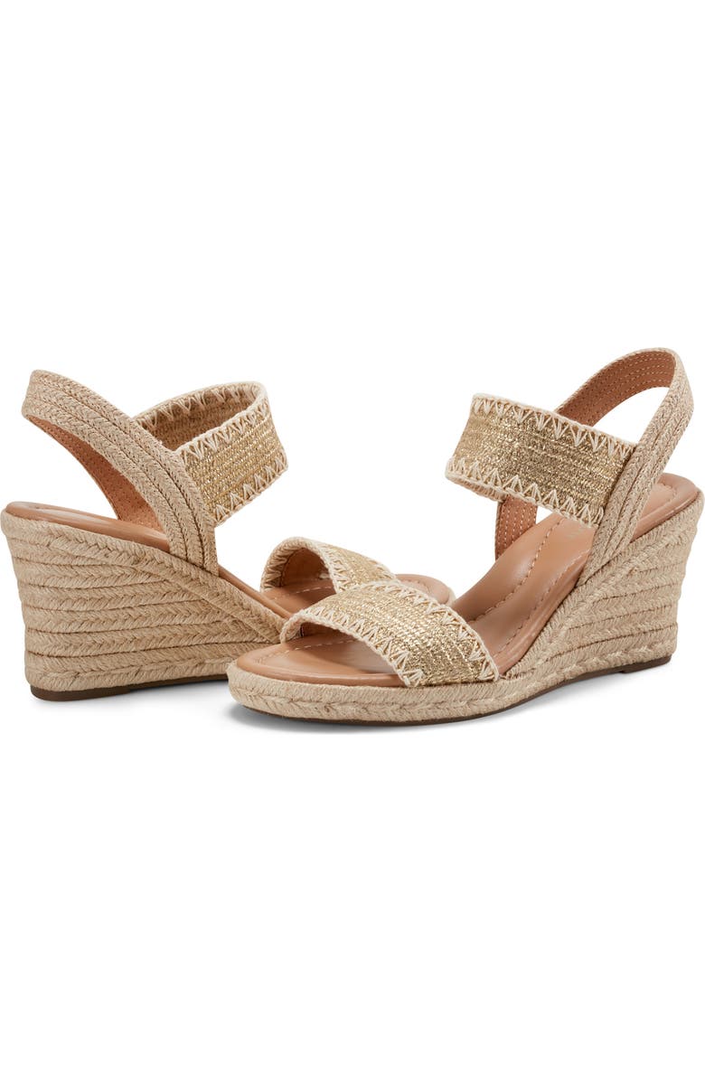 Easy Spirit Ariella Espadrille Wedge Sandal, Alternate, color, Metallic Gold