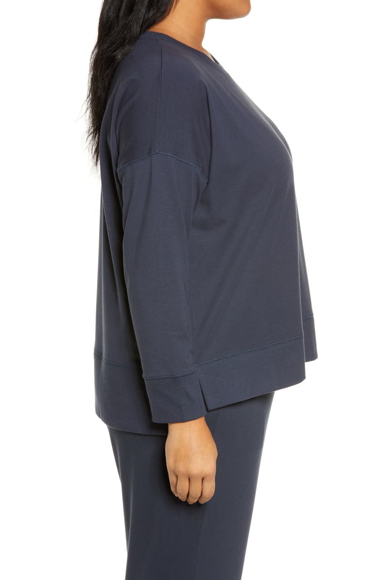 Eileen Fisher Stretch Organic Cotton High-Low Sweatshirt, Alternate, color,