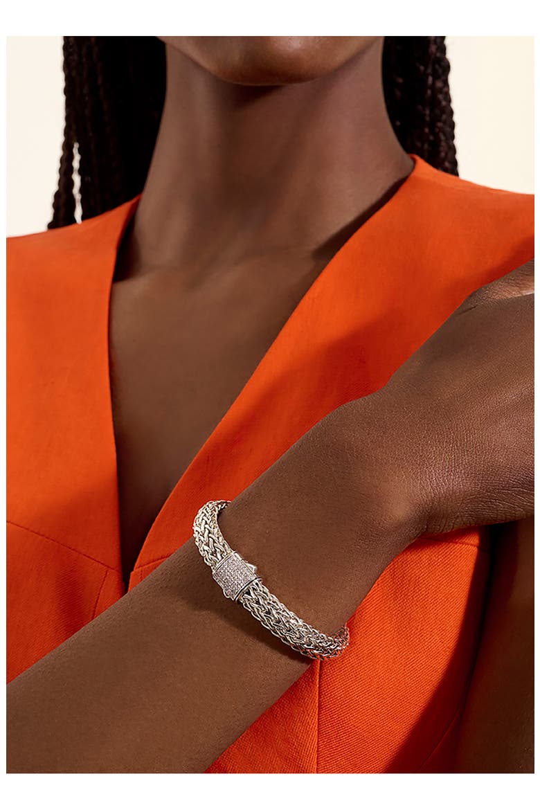Icon Bracelet, Sterling Silver, Pavé Diamond, Alternate, color, SILVER