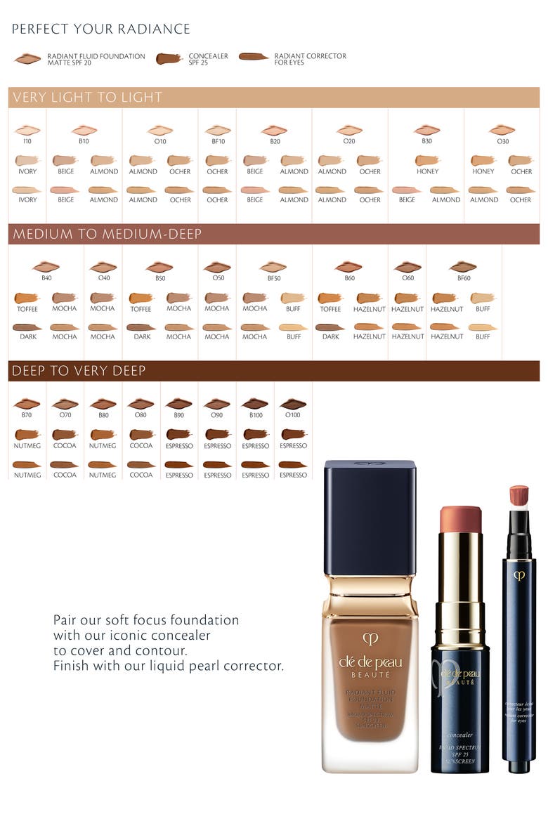 Clé de Peau Beauté Beauté Radiant Fluid Matte Foundation SPF 20, Alternate, color, O70 - Medium Deep Ocher