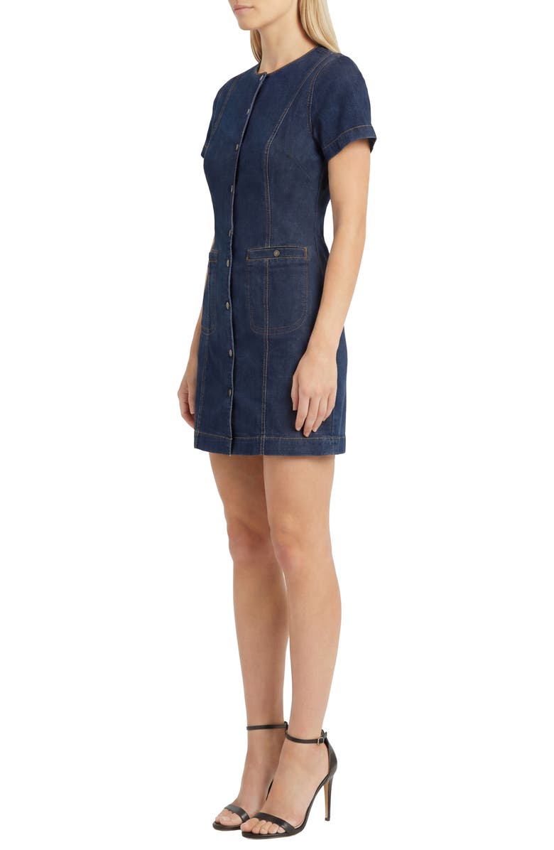 Maggy London Short Sleeve Button Front Denim Sheath Dress, Alternate, color, Blue Denim