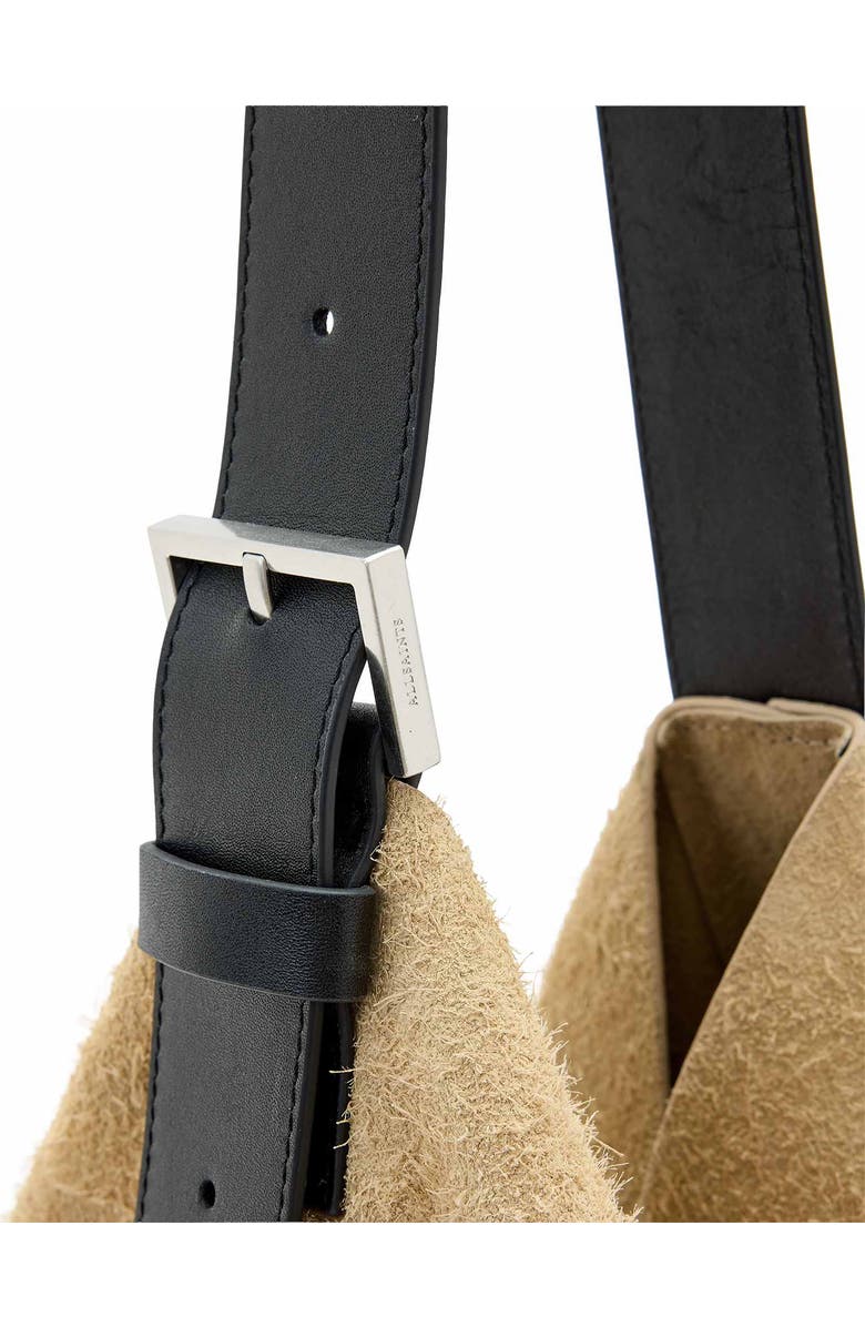 AllSaints Asha Suede Shoulder Bag, Alternate, color, Sahara White