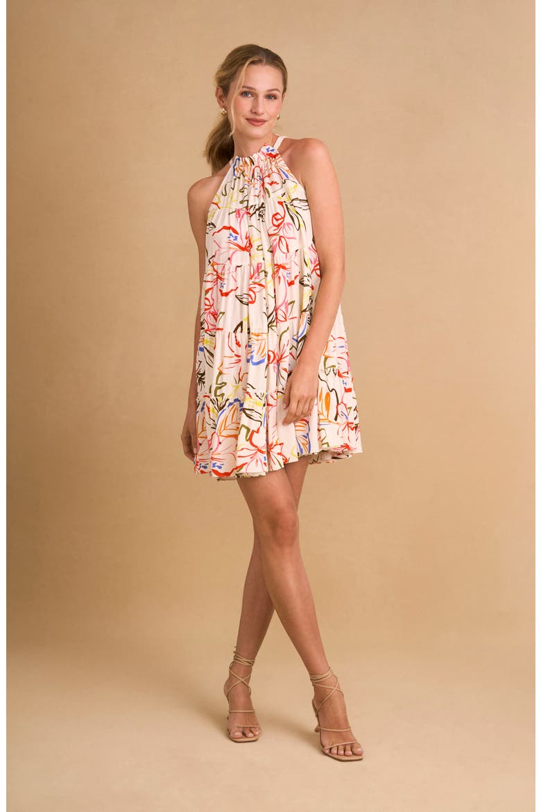 Floral Tiered Trapeze Dress, Alternate, color, NEW IVORY