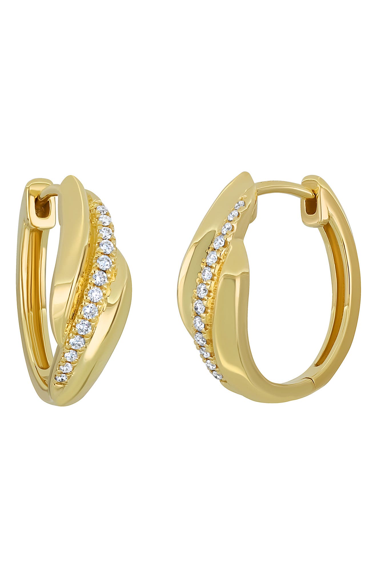18k Gold Diamond Hoop Earrings
