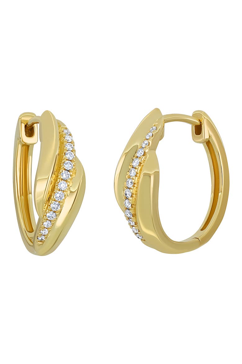 18k Gold Diamond Hoop Earrings, Main, color, 18KY
