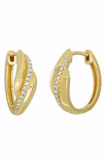 18k Gold Diamond Hoop Earrings