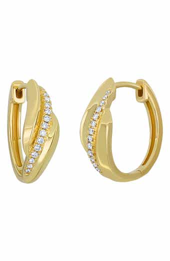 18k Gold Diamond Hoop Earrings