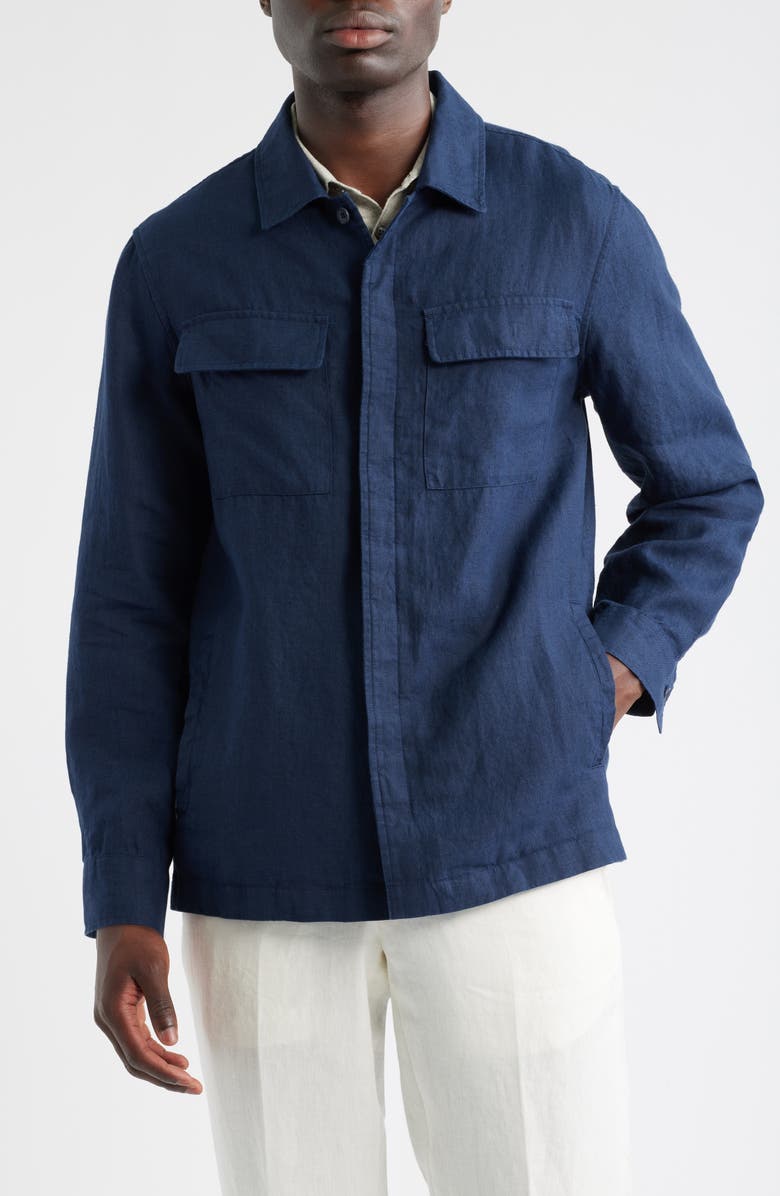 Nordstrom Linen Shirt Jacket, Alternate, color, Navy Blazer