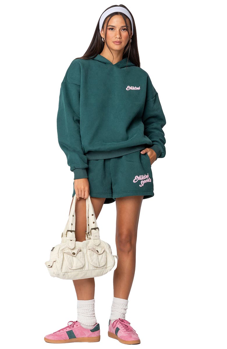 EDIKTED So Sporty Hoodie, Alternate, color, Green
