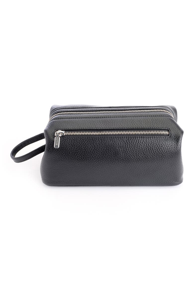 Leather Toiletry Bag, Alternate, color, BLACK