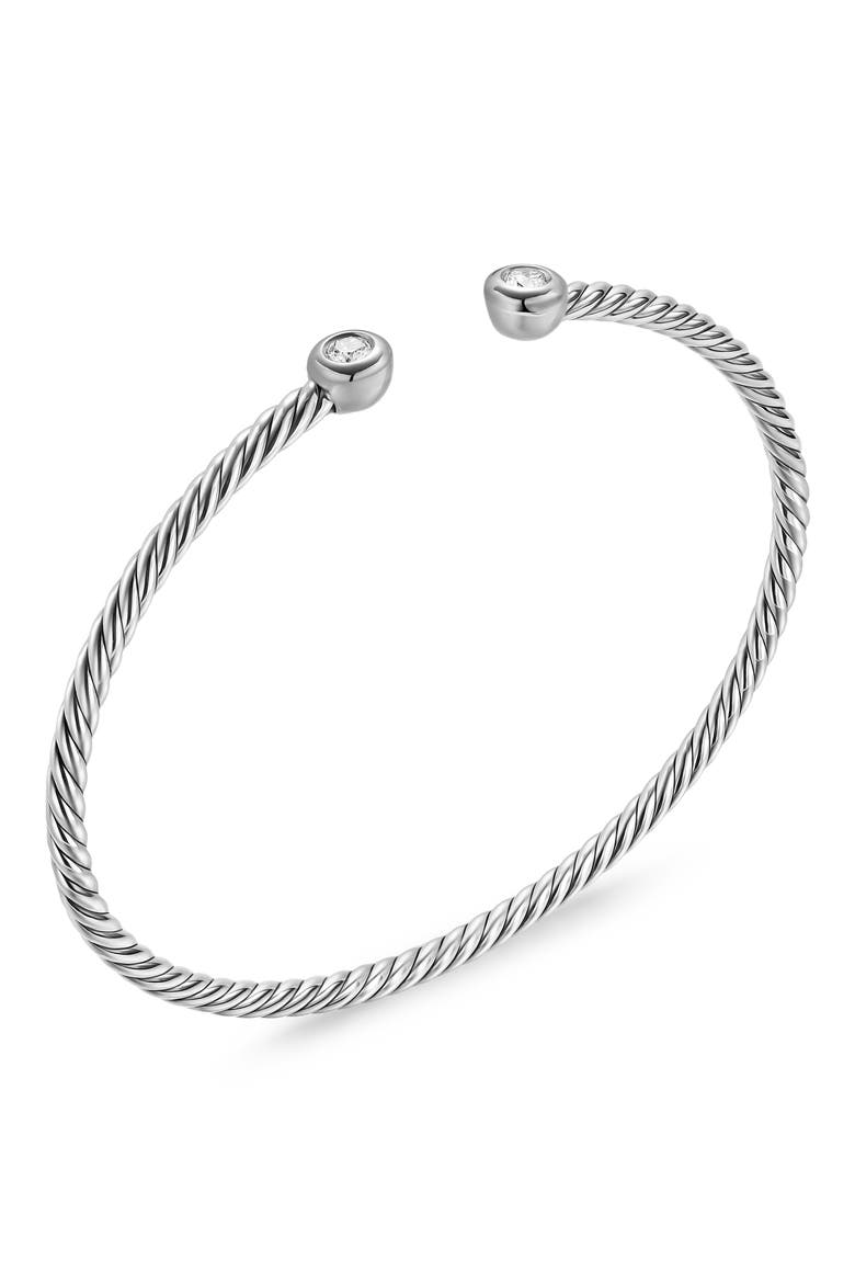 Micro Cable Flex® Round Bracelet in Sterling Silver with Diamonds, 2.6mm, Alternate, color, SILVER PAVE