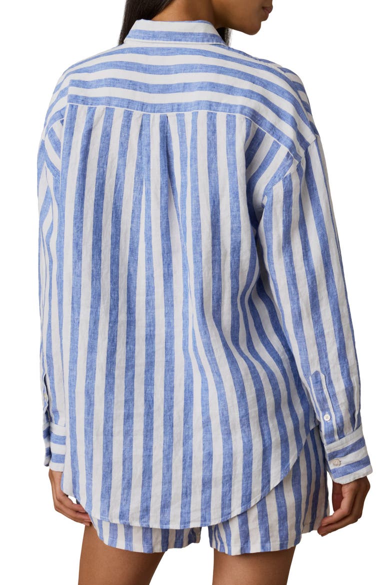 Laguna Linen Button-Up Shirt, Alternate, color, COASTAL CALM STRIPE