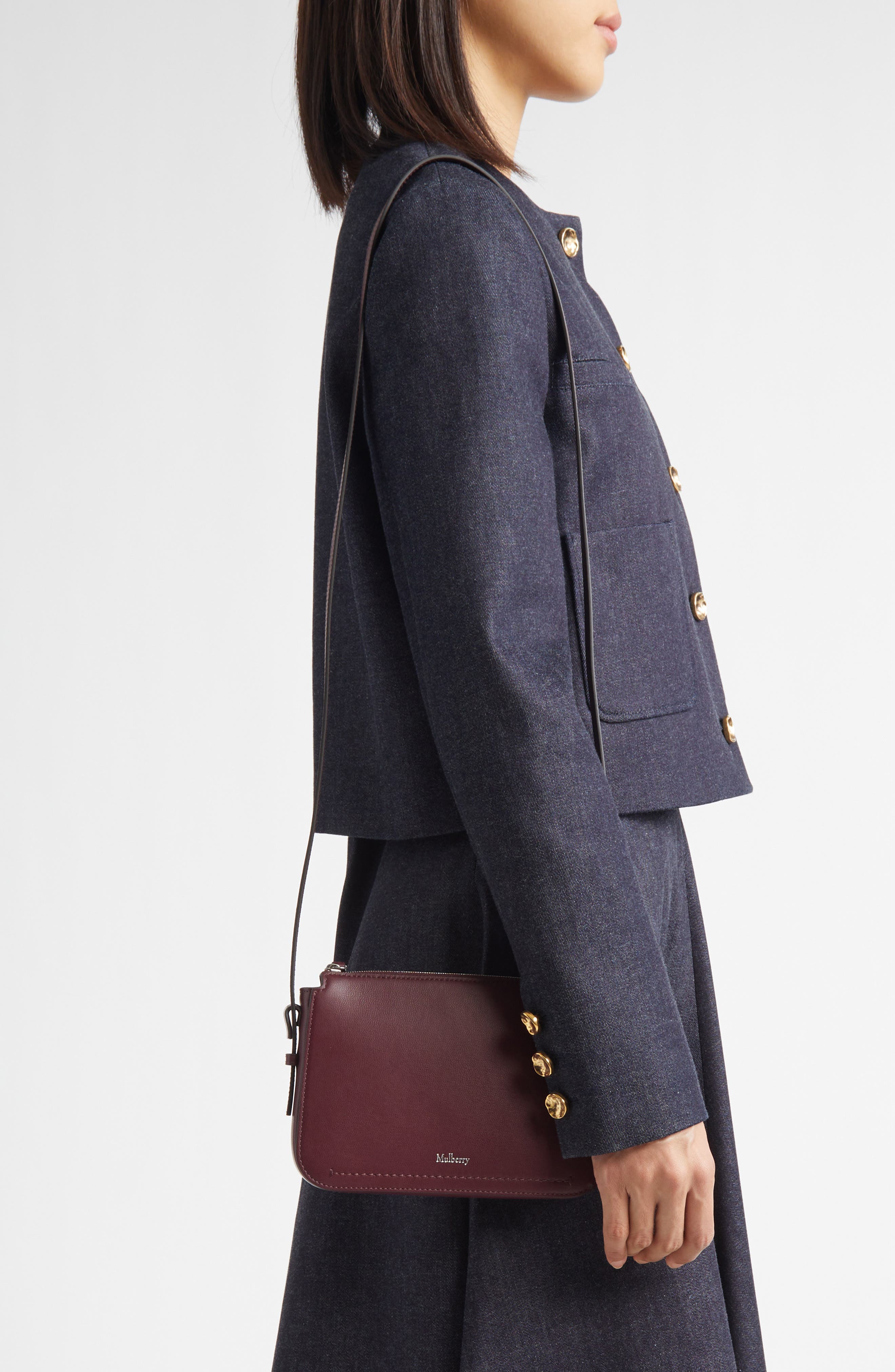 Mulberry Clovelly Leather Crossbody Bag, Alternate, color, Black Cherry
