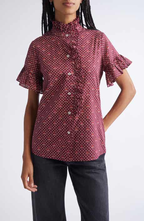 MILLE Vanessa Ruffle Detail Cotton Blouse