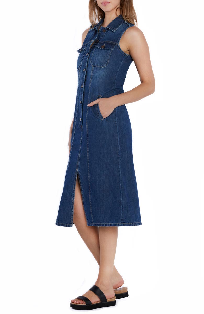 Wash Lab Denim Camp Denim Midi Shirtdress, Alternate, color, 
