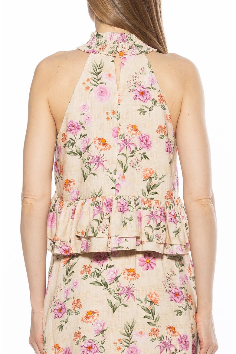 Roth Smocked Ruffle Halter Top, Alternate, color, PINK FLORAL