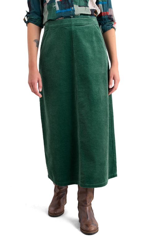 Seasalt Cornwall Window Wren Organic Cotton Corduroy Midi Skirt In Green