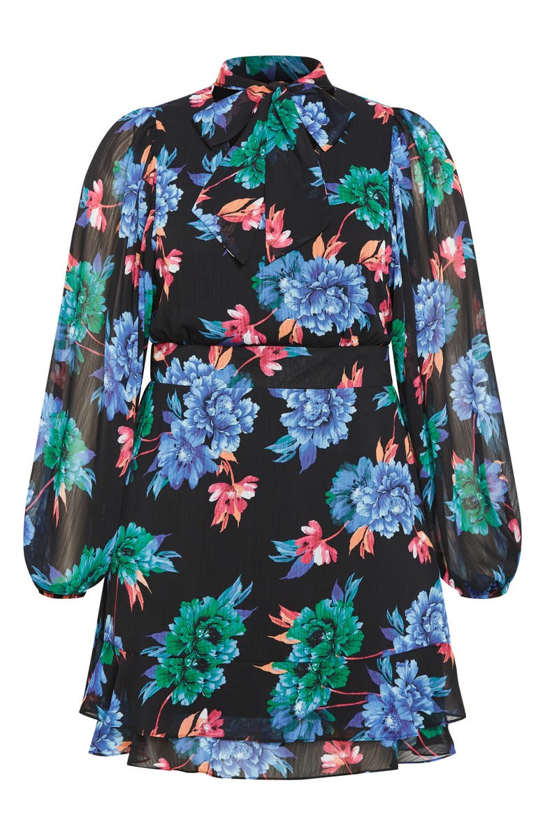 City Chic Blakely Floral Print Long Sleeve Minidress, Alternate, color, Blooming