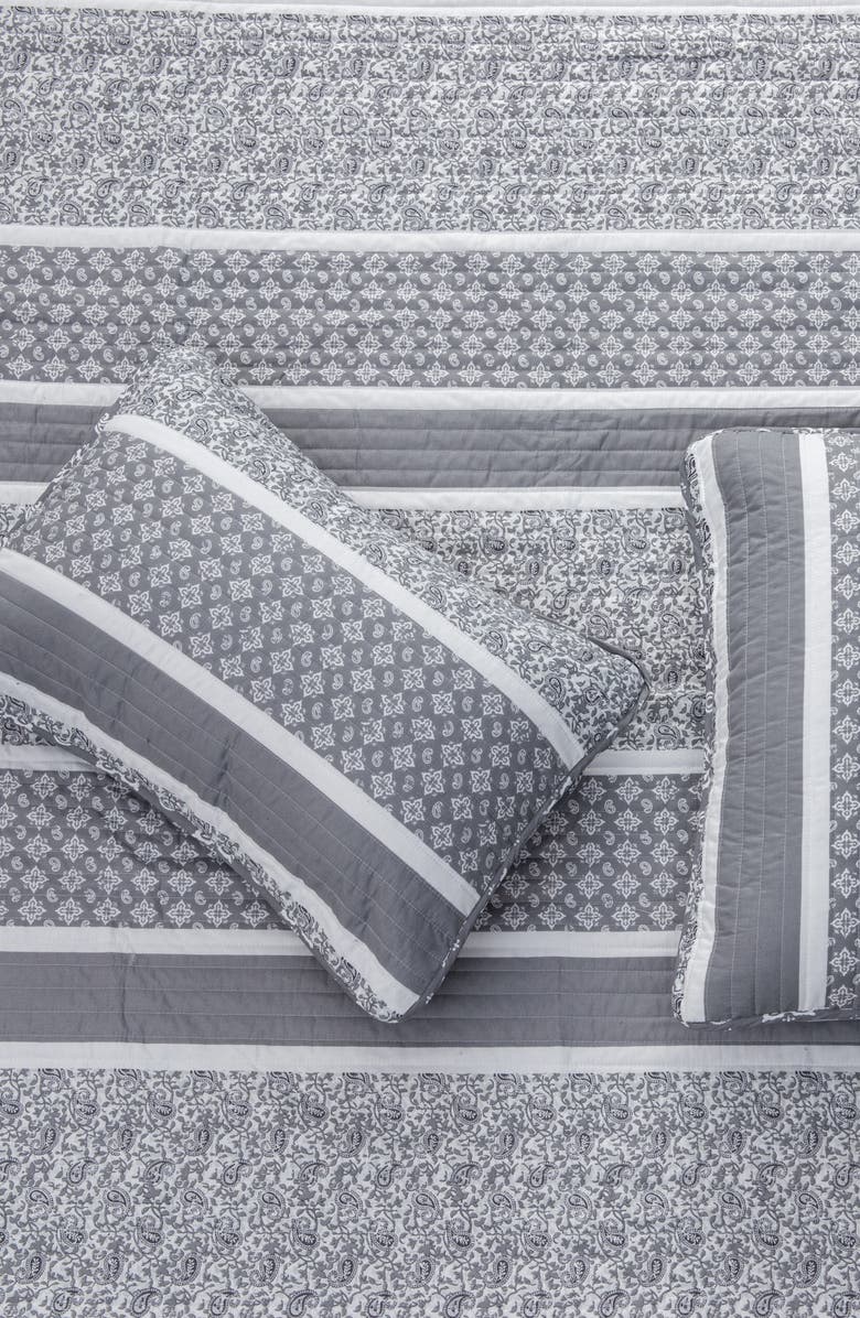 Woven & Weft Stripe & Paisley Quilt & Sham Set, Alternate, color, Grey