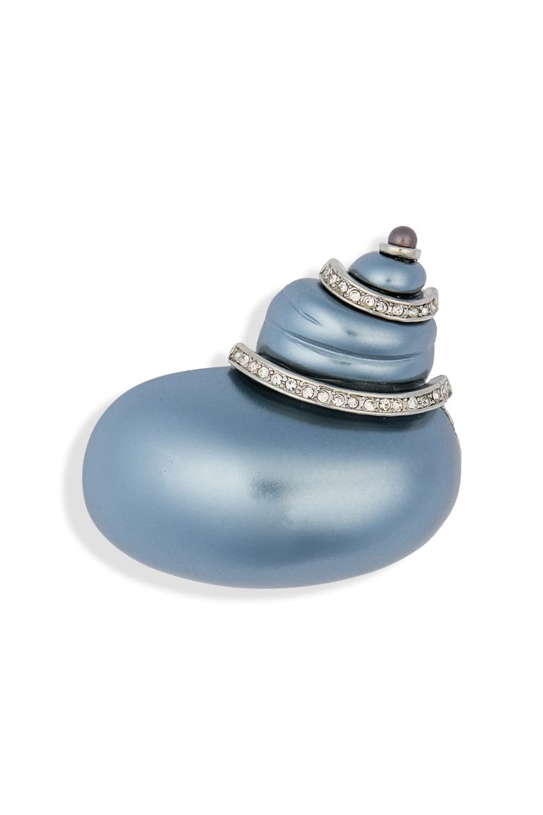 Faux Pearl & Crystal Snail Pin, Main, color, GREY
