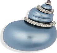 Kenneth Jay Lane Faux Pearl & Crystal Snail Pin