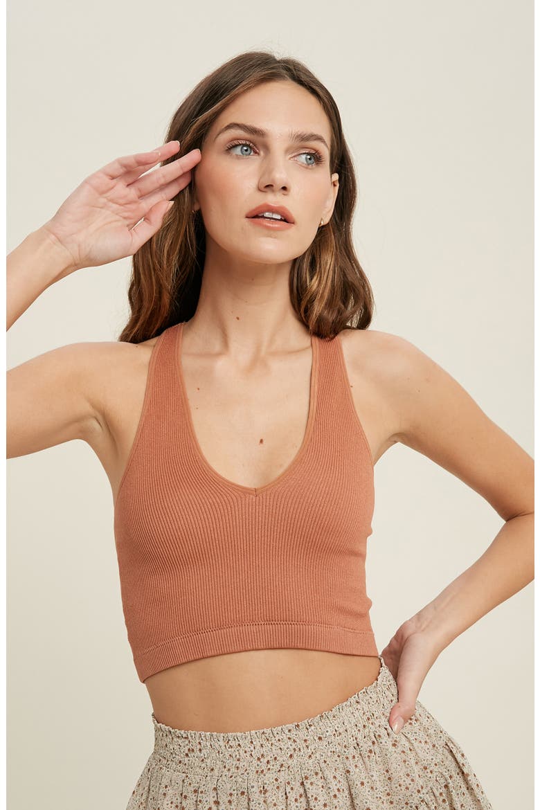 Seamless Racerback Bralette, Alternate, color, TERRACOTTA
