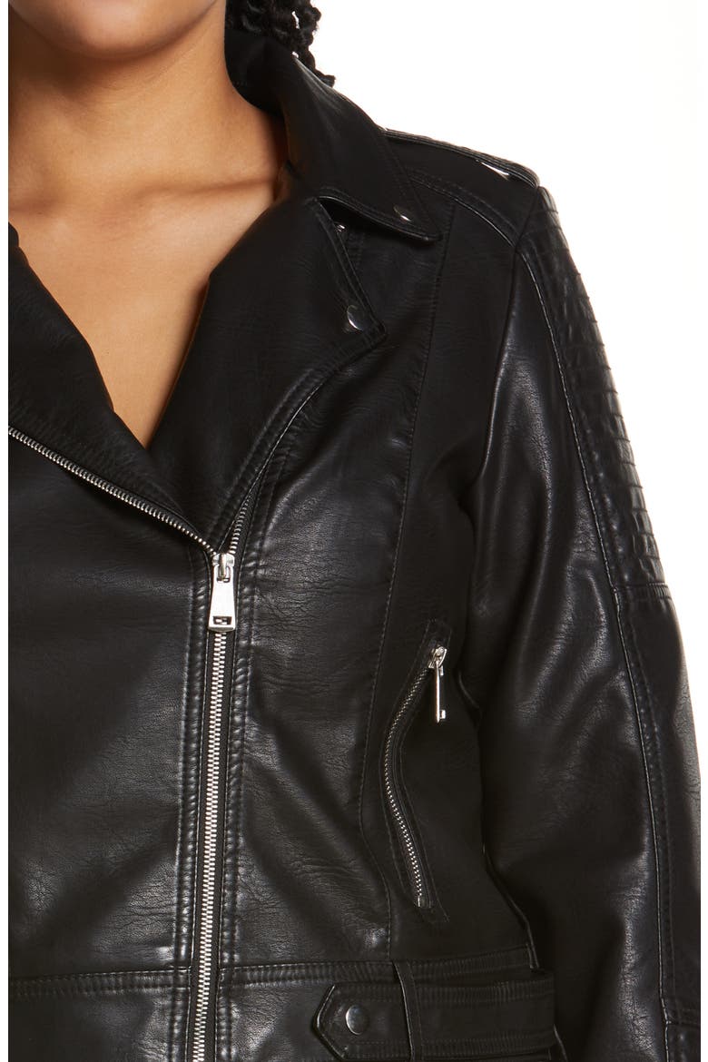 Kerri Faux Leather Crop Jacket, Alternate, color, BLACK