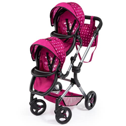 Bayer Design Pram Neo Twin, Seats 2 Dolls Up to 18 inches, Kids Ages 3+ in Pink  product