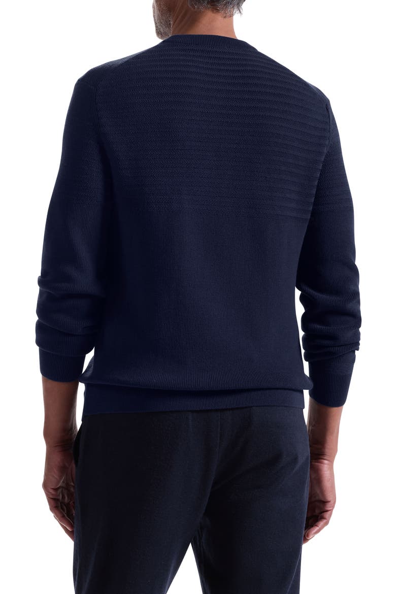 Mixed Stitch Cotton Crewneck Sweater, Alternate, color, NAVY