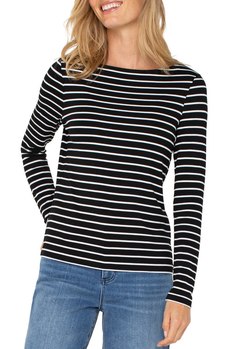 Liverpool Los Angeles Stripe Boat Neck Long Sleeve Top, Alternate, color, 