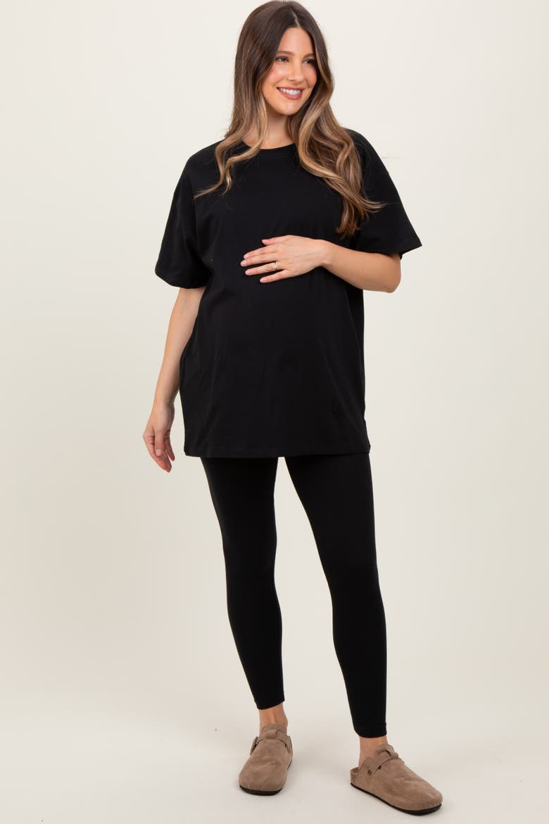 Oversized Crewneck Short Sleeve and Legging Set, Main, color, Black