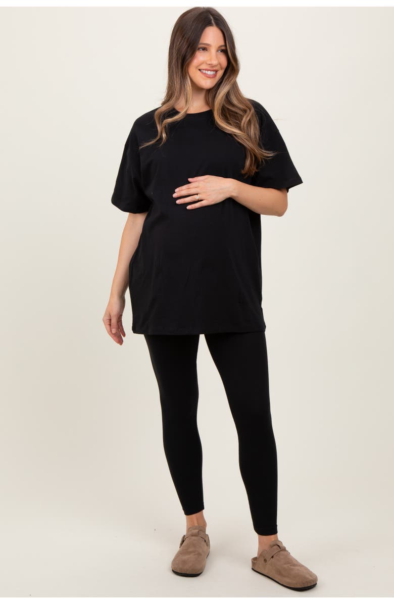PinkBlush Oversized Crewneck Short Sleeve and Legging Set, Main, color, Black