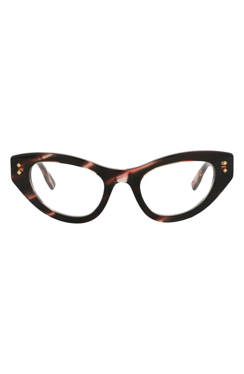 Gucci 49mm Cat Eye Optical Frames, Main, color, Havana Havana Transparent