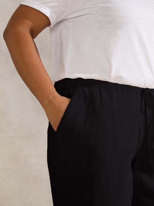 Live Unlimited Linen Full Length Drawstring Pants In Black