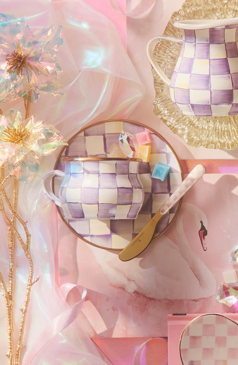 MACKENZIE CHILDS Violet Check Saucer, Alternate, color, Violet