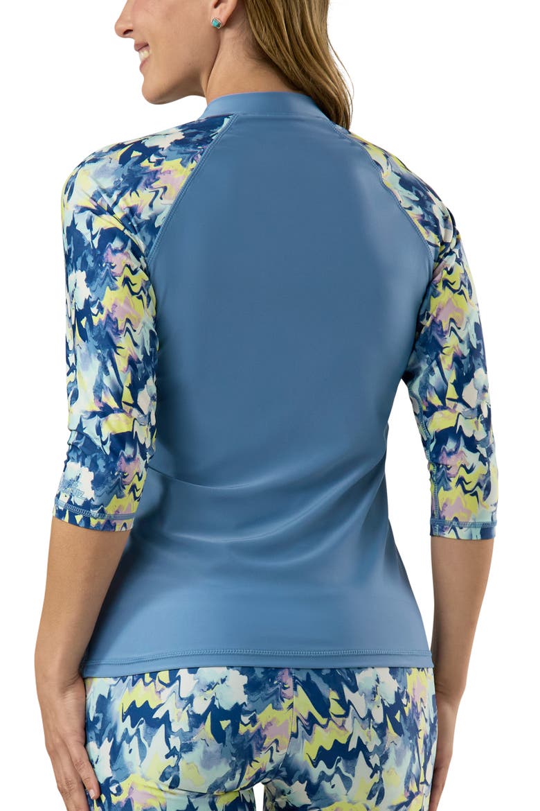 V-Neck Sun & Swim Shirt, Alternate, color, Marbled Floral