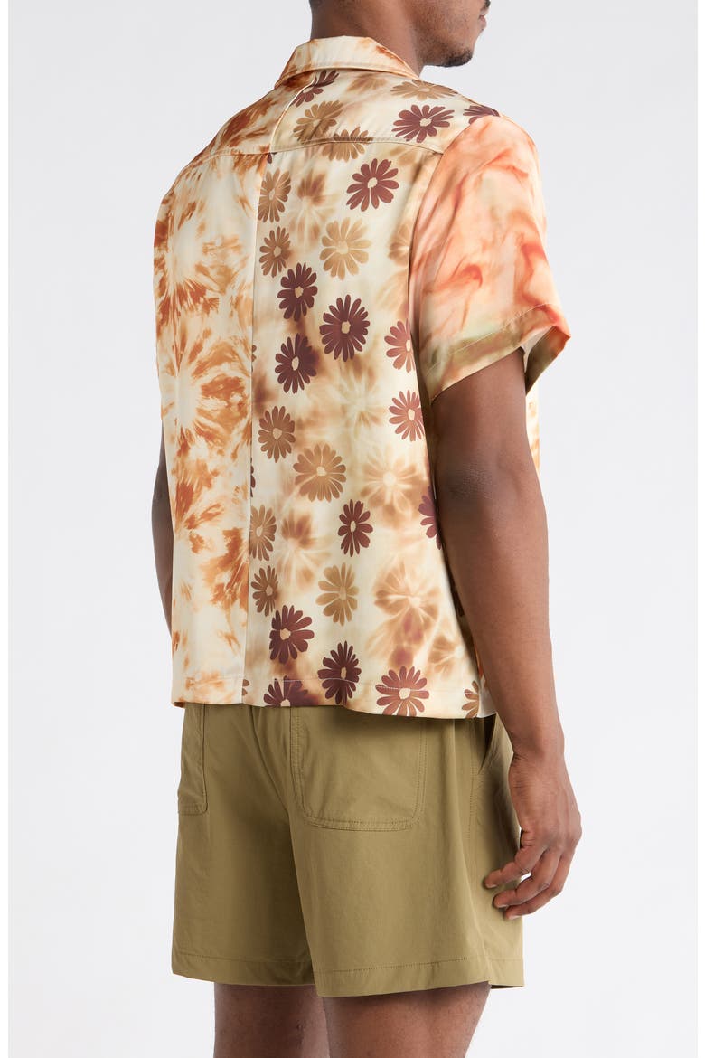 Daisy Colorblock Camp Shirt, Alternate, color, ORANGE