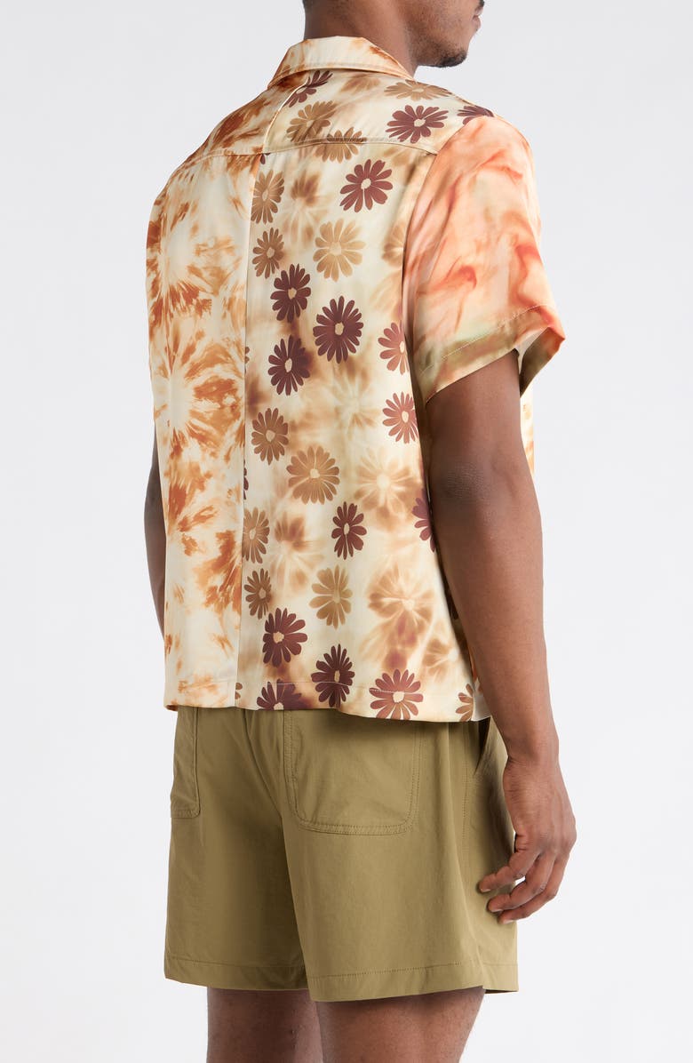 RIZORT Daisy Colorblock Camp Shirt, Alternate, color, Orange