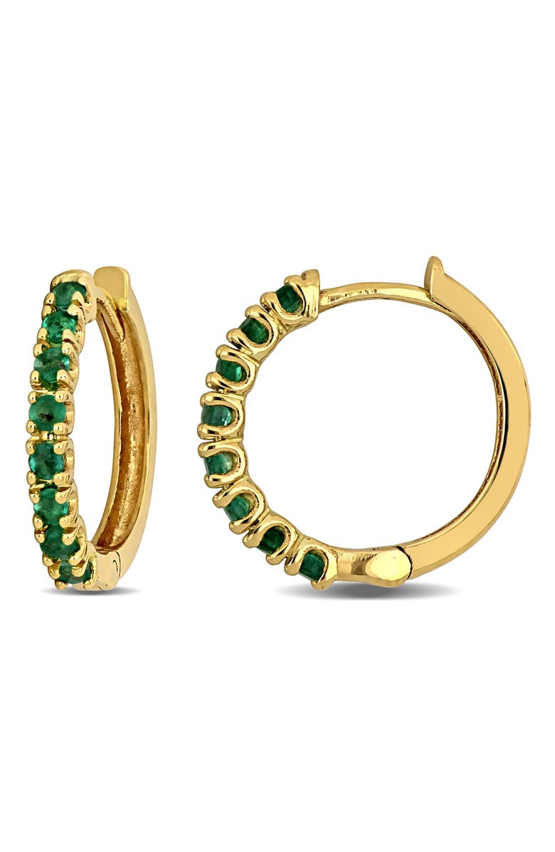 Julianna B. Emerald Hoop Earrings 14K Gold, Main, color, Emerald