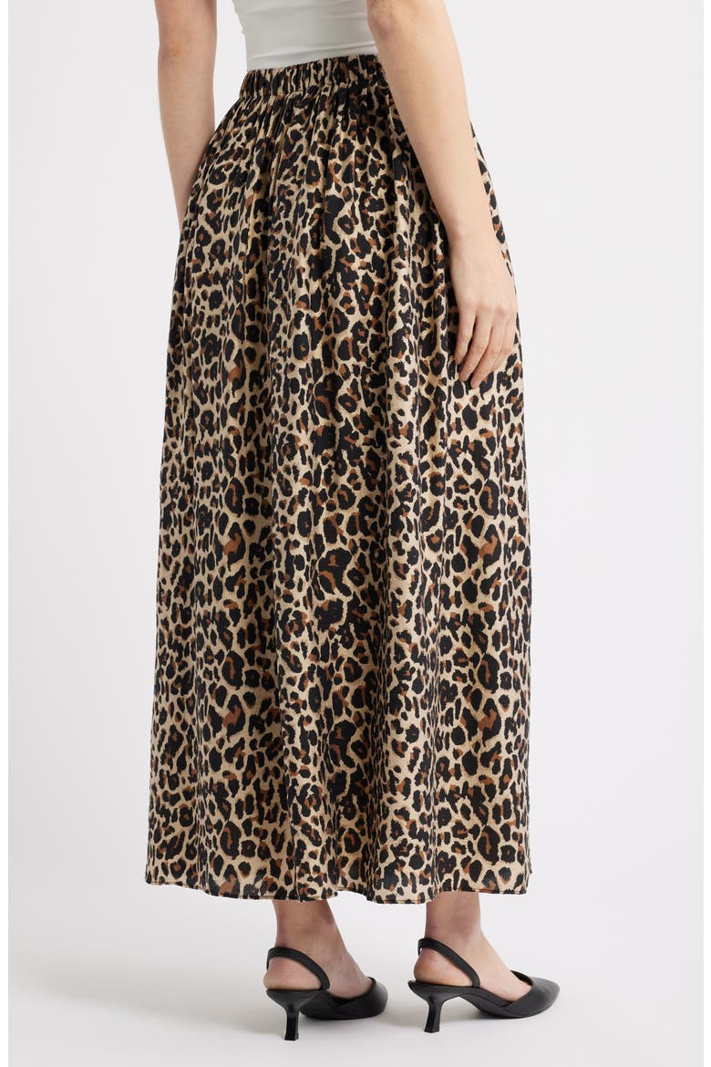 Print Pleated Maxi Skirt, Alternate, color, TAN- BLACK SARAH LEOPARD