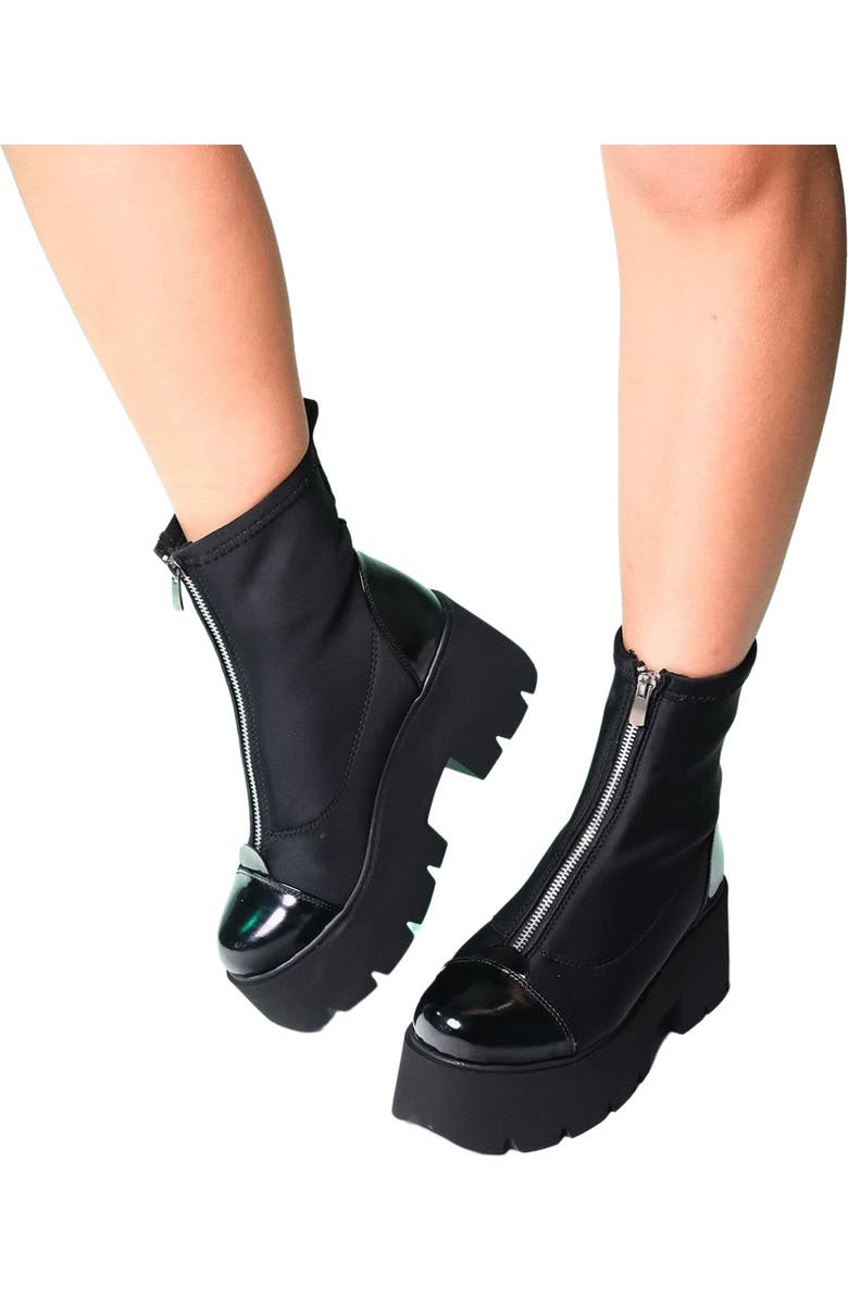Prologue Shoes Bray Patent Chunky Boot, Alternate, color, Black Patent Faux Leather