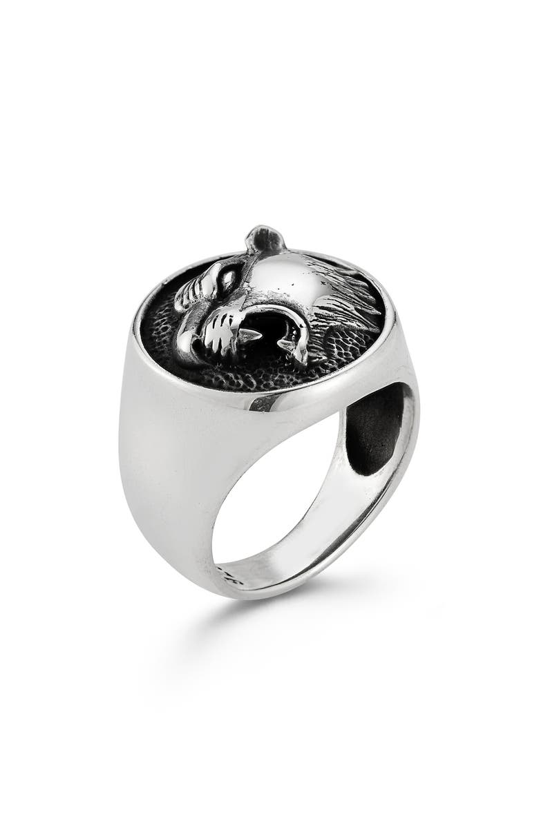 Yield of Men Men's Tiger Signet Ring, Main, color, Silver